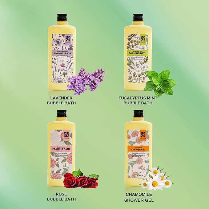 Bubble Bath for Women Adults, Scented Bubble Bath Gift Set for Women, 51.2 fl oz (Pack of 4), with Shower Gel, Ladies Foaming Bath Variety, Mother's Day Gift for Mom