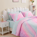 Wajade Girls Pink Comforter Set Bed in A Bag Full Size 7 Piece 3D Colorful Tie Dye Pink Rainbow Bedding Set for Teens Girls (1 Comforter, 1 Flat Sheet, 1 Fitted Sheet, 2 Pillowcase and 2 Pillow Sham)