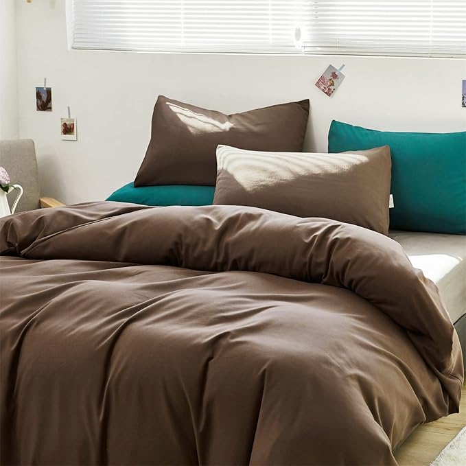 Cottonight Brown Comforter Set California King Bedding Set Solid Modern Chocolate Color Blanket Quilts Soft Fashion Solid Cal King Set for Women Men