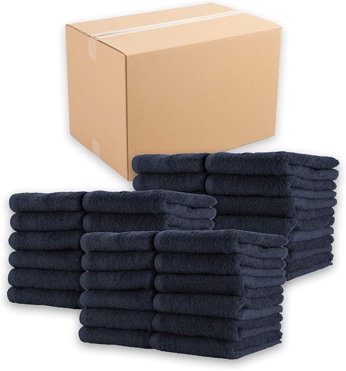 Arkwright Bleach Proof Salon Towels Bulk - Case of 180 - Highly Absorbent, 100% Cotton, Quick Dry Spa Face Towel for Hair Stylist, Barber, Pedicure, and Esthetician, 16 x 27 in, Navy
