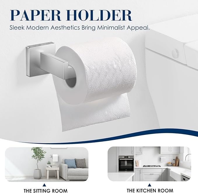 10-Pieces Bathroom Accessories, SUS304 Brushed Bathroom Accessory Set, Nickel Towel Racks for Bathrooml, Stainless Steel, Wall Mounted Towel Rack&Toilet Paper Holder&Towel Ring and Towel Hook