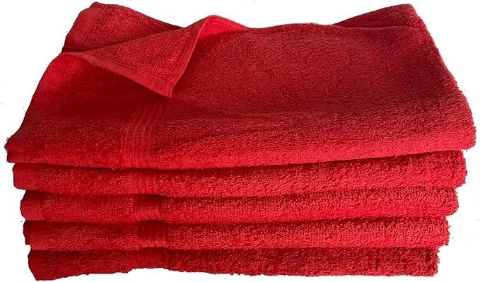 Towel Supercenter 16X27 Cotton Hand Towels (24Pack, 60Pack) for Hair, Nail, Tanning Salons, Golf Course (RED)