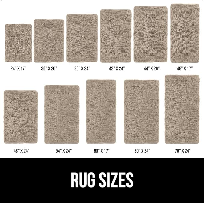 GORILLA GRIP Bath Rug Mat, Thick Absorbent Chenille, Quick Dry Microfiber Mats, Rubber Backing Washable Shower Floor Rugs, Bathmat Runner, US Designed Bathroom Home Decor Accessories 24x17, Gray Beige