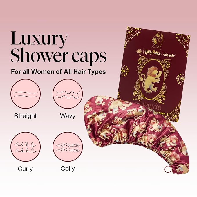 Kitsch Harry Potter x Satin Microfiber Hair Towel Wrap for Women - Super Absorbent, Quick Dry, Anti-Frizz, for Long & Short Hairs, Turbans for Women, Hair Wrap - Gryffindor
