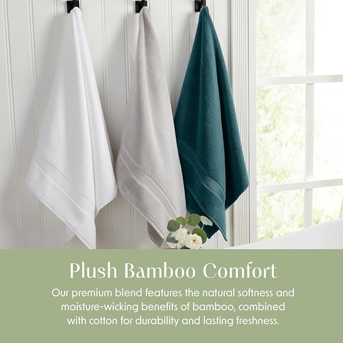 Springtree Home Luxury Viscose from Bamboo Bath Towel Set 6 Piece Set | 35% Viscose from Bamboo - 65% Cotton | Absorbent Quick-Dry Towels for Bathroom | Oeko-TEX Standard 100 Cotton | Deep Teal
