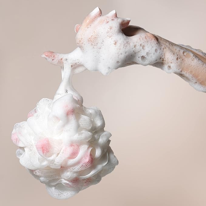 EcoTools Lathering EcoPouf, Loofah Infused with Mini Sponges, Provides Rich Lather, Recycled Netting, Gentle Exfoliation in Bath Or Shower, Pouf Removes Dead Skin, Cruelty-Free, 1 Count