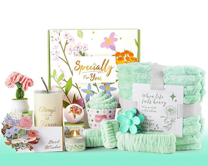 Get Well Gifts for Women, Care Package Happy Birthday Gifts for Women, Relaxing Spa Gift Baskets, Get Well Soon Gift Basket Sympathy Gift Baskets Thank You Gifts for Mom, Wife, Sister, Friends