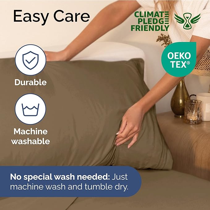 Cal King Size 4 Piece Sheet Set - Extra Soft, Breathable & Cooling Sheets - Hotel Luxury Bed Sheets for Women & Men - Deep Pockets, Easy-Fit & Wrinkle-Free Sheets - Neutral Brown Oeko-Tex Bed Sheets