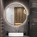 Niccy 24" LED Backlit Round Mirror for Bathroom, Black Framed Vanity Light Wall Mirror LED Smart Circle Mirrors with 3 Lighting Colors, Dimmable Lighted Mirror with Anti-Fog, IP66 Waterproof