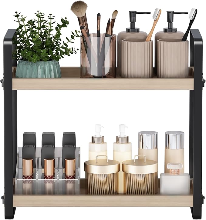 Bathroom Counter Organizer,Bathroom Countertop Organizer,Counter Shelf,Countertop Storage,Organization and Storage,Makeup Shelf,Sink Caddy(Burlywood 2 Tier)