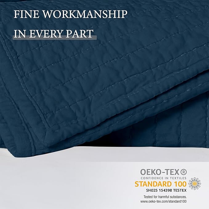 ELEGANT LIFE HOME Dark Gray Velvet Quilt Queen Reversible Royal Cotton Velvet Pic-Stitch Bedding Quilt - Queen - 88''x 92'', Navy
