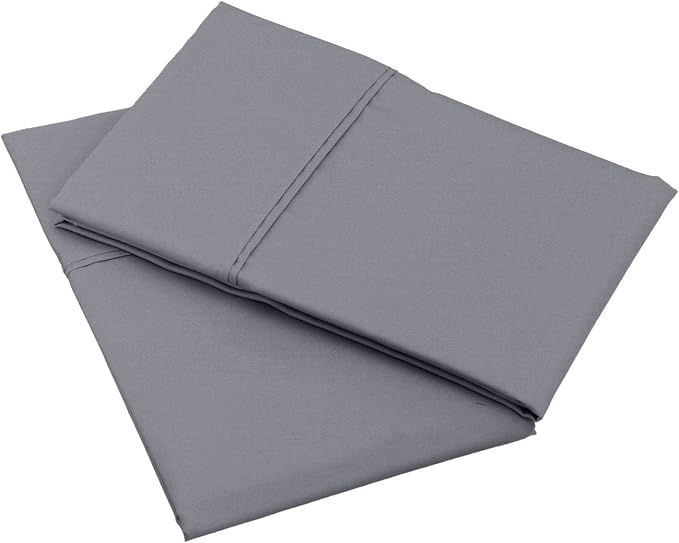 Amazon Basics 400 Thread Count Cotton Pillow Cases, King, Set of 2, Dark Gray, 40" L x 20" W, Pillows Not Included