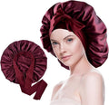 Silk Bonnet for Sleeping Women Satin Bonnet Double Layer Night Sleep Cap with Elastic Tie Band for Curly Natural Hair