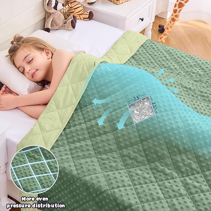yescool Weighted Blanket 5 Pounds, Blanket Gifts for Boys and Girls, Small Weighted Throw Blankets Washable Heavy Blankets, Winter Weighted Comforter for 40-70lbs, 36 * 48in, Moss Green