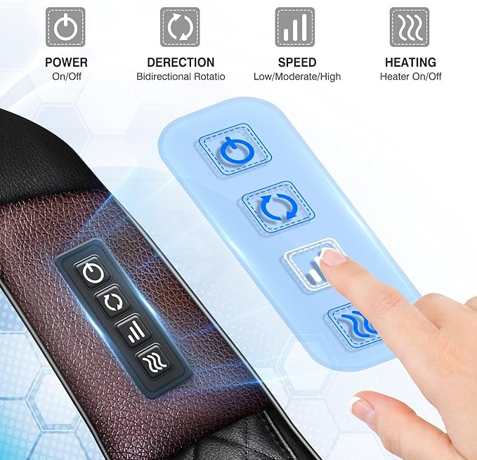 Shiatsu Neck and Back Massager with Heat, Electric Deep Tissue 4D Kneading Massage Pillow for Shoulder, Leg, Body Muscle Pain Relief - Best Gifts for Women Men Mom Dad