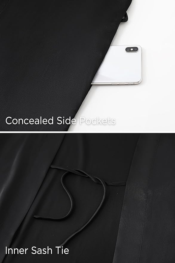 PRODESIGN Satin Kimono Robe Women Long Silky Kimono Bathrobe Sleepwear Wedding Bridesmaid Robe