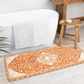 Uphome Boho Tribal Bathroom Runner Rug Orange Cute Floral Bath Mat Non-Slip Machine Washable Long Bathroom Rugs Soft Velvet Oriental Farmhouse Bath Rug for Sink Shower Doormat Tub, 18x47 inch