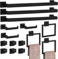 15-Pieces Matte Black Bathroom Accessories Set, 23.6 Inch Bath Towel Bar Set, SUS 304 Stainless Steel Bathroom Hardware Set, Towel Racks for Bathroom Wall Mounted.