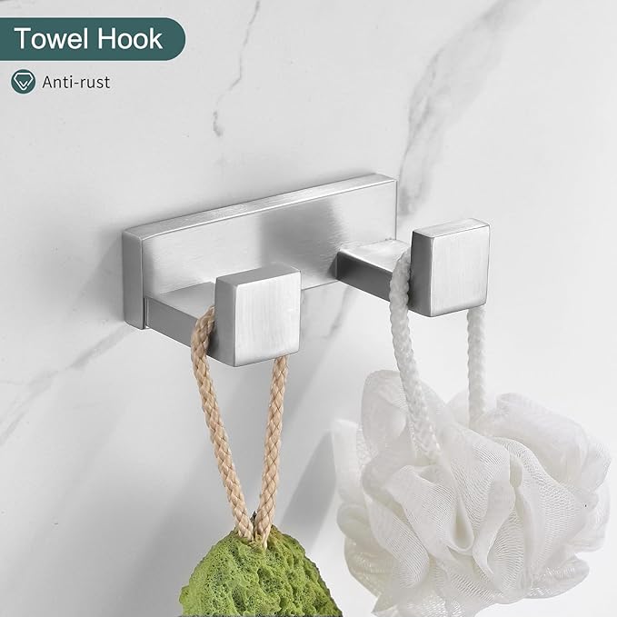 TNOMS Brushed Bathroom Hardware Accessories Set 4 Pieces Brushed Nickel Towel Bar Set, 23.6 Inch Towel Rack Set SUS304 Stainless Steel Bathroom Set,Wall Mounted