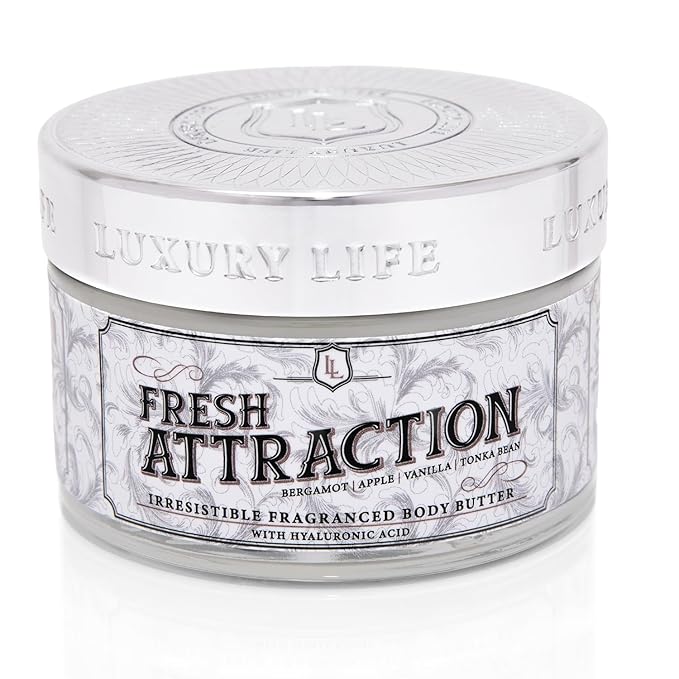 LUXURY LIFE BUTTER - Irresistibly Scented Body Butter with Hyaluronic Acid for Ultimate Moisture. Luxurious Natural Fragrance. Hydrates for a Non-Greasy Glamorous Glow, Fresh Attraction, 5 oz.