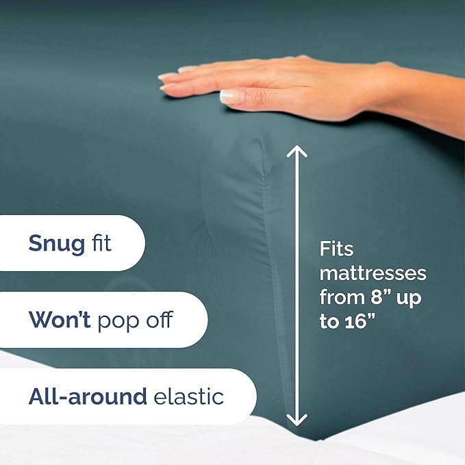 Twin Size 3 Piece Sheet Set - Extra Soft, Breathable & Cooling Sheets - Hotel Luxury Durable Bed Sheets for Women & Men - Deep Pockets, Easy-Fit & Wrinkle-Free Sheets - Deep Teal Oeko-Tex Bed Sheets