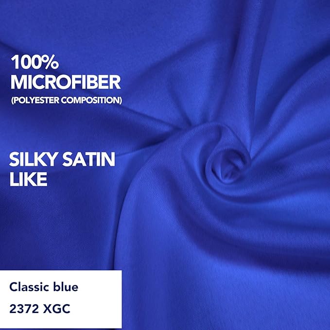 PureFit Wrap Around Ruffled Bed Skirt with Adjustable Elastic Belt - 22 Inch Drop Easy to Put On, Wrinkle Free Bedskirt Dust Ruffles, Bed Frame Cover for Twin, Twin XL and Full Size Bed, Classic Blue