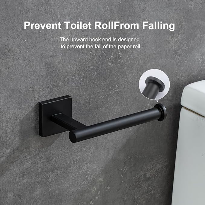 Modern Matte Black 304 Stainless Steel Toilet Paper Holder Wall Mounted Permanent Bathroom Tissue Roll Holder Toilet Paper Roll Holder Luxe Finish Toilet Roll Holder Sleek Stylish toilet tissue holder