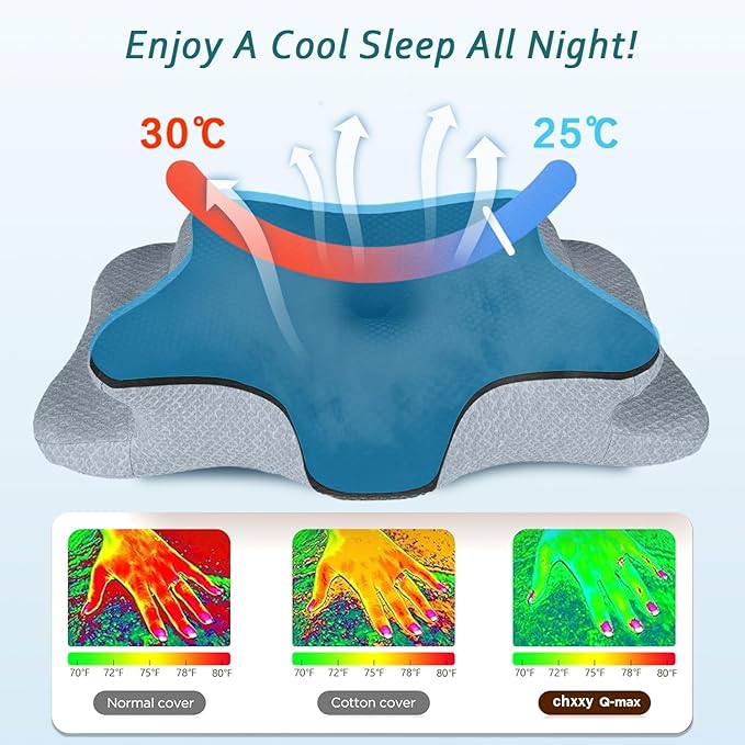 Cervical Neck Pillow for Pain Relief Sleeping, Contour Memory Foam Pillow, Ergonomic Side Sleeper Pillow for Adults, Cooling Orthopedic Neck Support Pillow for Back Stomach Sleepers