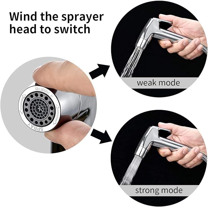 Handheld Bidet Sprayer Toilet Bathroom with Wall Bracket Hose Set, Closestool, Squatting Pan, Water Flower, Floor Cleaning Cloth Diaper for Bathroom Hygiene 3 Set (Note: linker not Included)