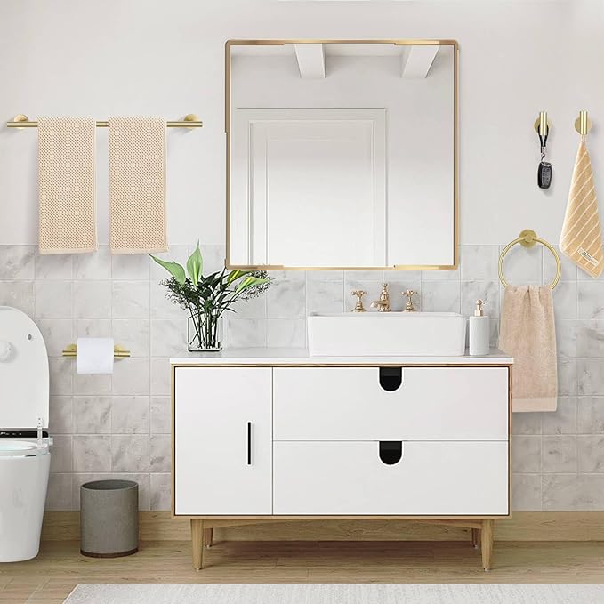 10 Pieces Brushed Gold Bathroom Hardware Towel Bar Set for Bathroom Wall, 23.6Inch Bathroom Accessories Set Upgraded Bathroom Towel Holder, Stainless Steel Towel Racks Bathroom Wall Mounted