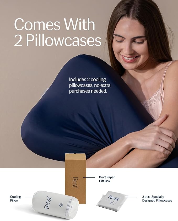 REST® Evercool® Cooling Pillow, Instant Cool-to-Touch Shell Fabric & Breathable Silicone Sponge Core for All-Night Temperature Regulation & Ergonomic Support, Medium Height, Arctic White