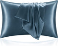BEDELITE Satin Pillowcase for Hair and Skin, Super Soft and Cooling Similar to Silk Pillow Cases 2 Pack with Envelope Closure, Gift for Women Men(20"x26" Standard Size, Bluesteel)