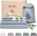 TWK Luxury Sheet Set, Genuine 100% Viscose Derived from Bamboo, Cooling & Breathable, Silky Soft, Bedding Sheets & Pillowcases (Sterling Blue, Queen)
