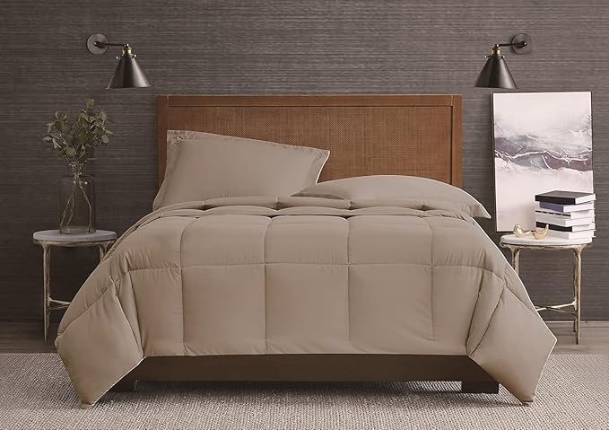 London Fog Garment Washed Solid Comforter Set Khaki Microfiber 2-Piece Twin XL Comforter Set, Solid Themed, Adult and Teen, Oeko-TEX Certified