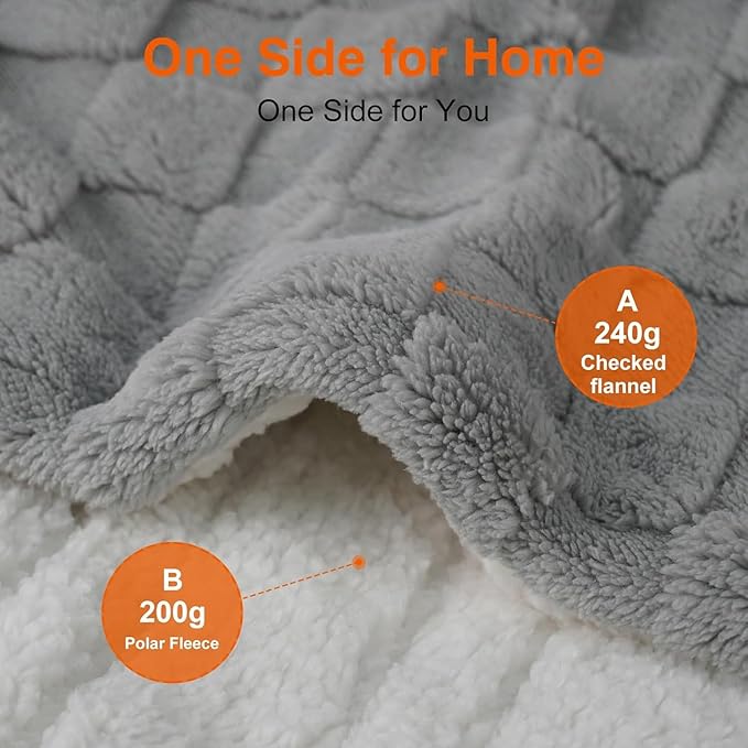 Electric Blanket, Heated Blanket with 6 Heat Levels & 10 Hours Auto Off, Soft Checked Flannel Fast Heating Blanket with ETL & FCC Certification (Gray, 90"X100")