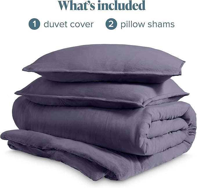 Bare Home Microfiber Duvet Cover Set - Ultra Soft Washed Microfiber - Queen Size - Linen-Like Look - Easy Care - Breathable Fabric - Our Softest Duvet Cover Set (Queen, Dusty Purple)