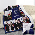 Custom Sherpa Fleece Blanket with Photos & Text - Soft, Warm & Fuzzy Personalized Couples Gifts for Boyfriend & Girlfriend - Customized Picture Blanket for Birthday, Anniversary & Christmas
