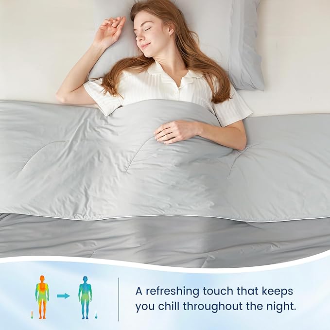 Cozy Bliss Cooling Comforter Queen Size Dual-Sided, Ultra-Soft Cooling Blankets for Hot Sleepers and Night Sweats, Breathable Lightweight Silky Smooth, Cool Grey