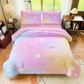 Rainbow Bedding Set Twin Size – 5 Piece Reversible Girls Comforter with Deep-Pocket Sheet, Gradient Galaxy Design, Whole-Piece Filling, Machine Washable Bed-in-a-Bag for Kids Room Makeover & Gifts