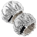 2 PCS Bonnets for Women Girls Satin Hair Bonnet Silk Adjustable Elastic Double Layer Hair Wrap Sleep Cap Comfort Cute-Leopard Spots