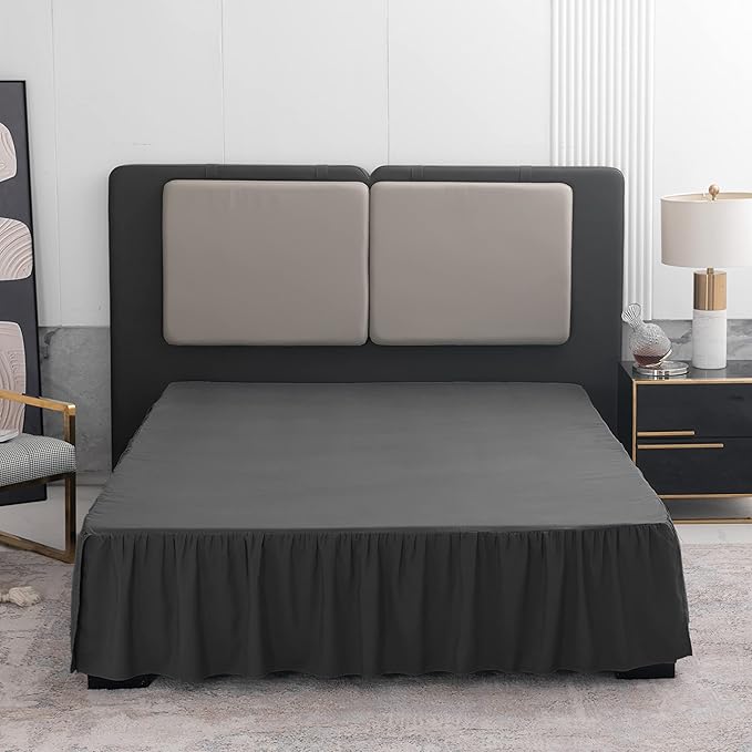 Black Bed Skirt Full Size Ruffled Bed Skirt with Split Corners, Full Bed Skirt 14 Inch Drop, Full Size Bed Skirt Black for Ruffled Bed Skirt with Split Corners, Bed Skirt Full Size