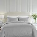 California Design Den 3 Pc Duvet Cover Set Queen Size/Full Size - Winner Good Housekeeping Best Bedding Awards 2025, 400 Thread Count Sateen, 100% Cotton, Button Closure, Corner Ties - Light Grey