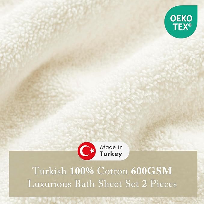 Madison Park Turkish Bath Towel Set 100% Cotton Bath Towel 600GSM Oversized Body Towel 2 Piece, Luxury Soft, Thick Spa Quality, Quick Dry Bathroom Towel, Jumble, 35" x 70", Natural