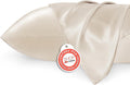 Bedsure Satin Pillowcases, Similar to Silk Pillow Cases Queen Size Set of 2, Cooling Pillow Case for Sleeping Women with Envelope Closure, Gifts for Women Men, Beige, 20x30 Inches, 2pcs