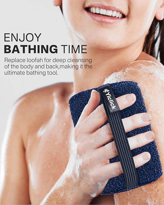 Yiclick Exfoliating Body Scrubber Exfoliator 2 Pack - Exfoliating Sponge, Shower Bath Sponge Loofah with Handle, Body Scrub Lufas Washcloth Net Brush, Dead Skin Remover for Body(Rectangle)