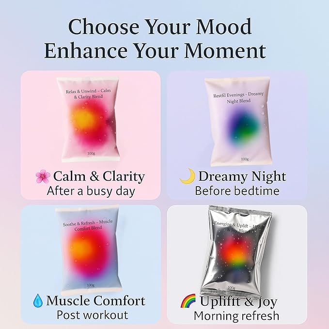 Flewdstress Care Magnesium Bath Soak Set – 12 Soaks, 4 Relaxing Varieties – for Relaxation, Restful Nights, Muscle Comfort & Uplifted Mood