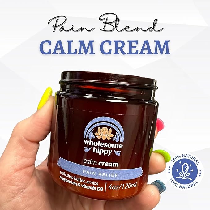 Wholesome Hippy Magnesium Calm Cream – All Natural Body Butter with Magnesium, Vitamin D3, Arnica & Turmeric – Soothing Moisturizer for Skin Wellness & Relaxation – 4oz