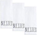 Rae Dunn Set of Hand Towels for Kitchen and Bathroom, 100% Cotton, Embroidered Dish Towels, Decorative Hand Towels, White- Blessed, 3 Pack
