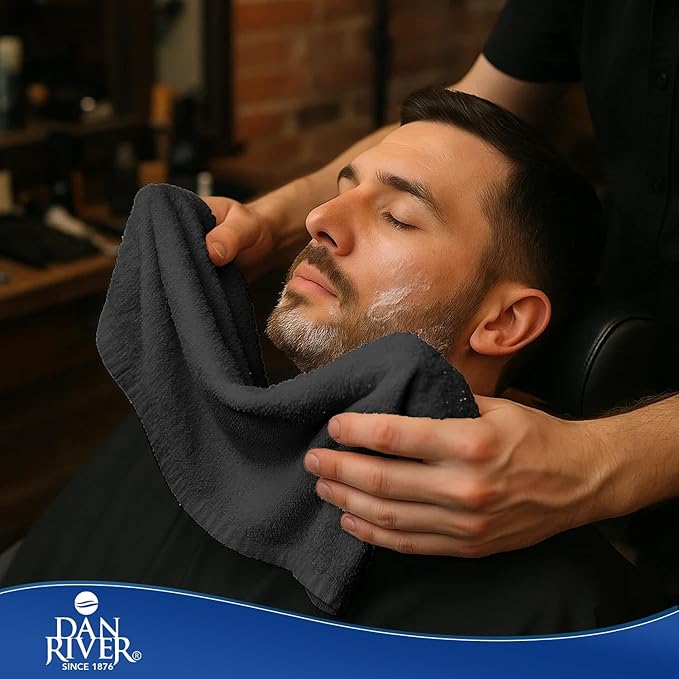 DAN RIVER 100% Cotton Salon Towels Set – 16x26 inches, Pack of 24, Highly Absorbent and Quick-Dry Towels for Hand, Salon, Spa, Beauty, Gyms and Home Hair Care, Black