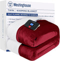 Westinghouse Electric Blanket Twin, Heated Blanket Twin Size with 10 Heating Levels and 1 to 12 Hours Heating Time Settings, Flannel to Sherpa Reversible, Machine Washable (62" x 84", Red)